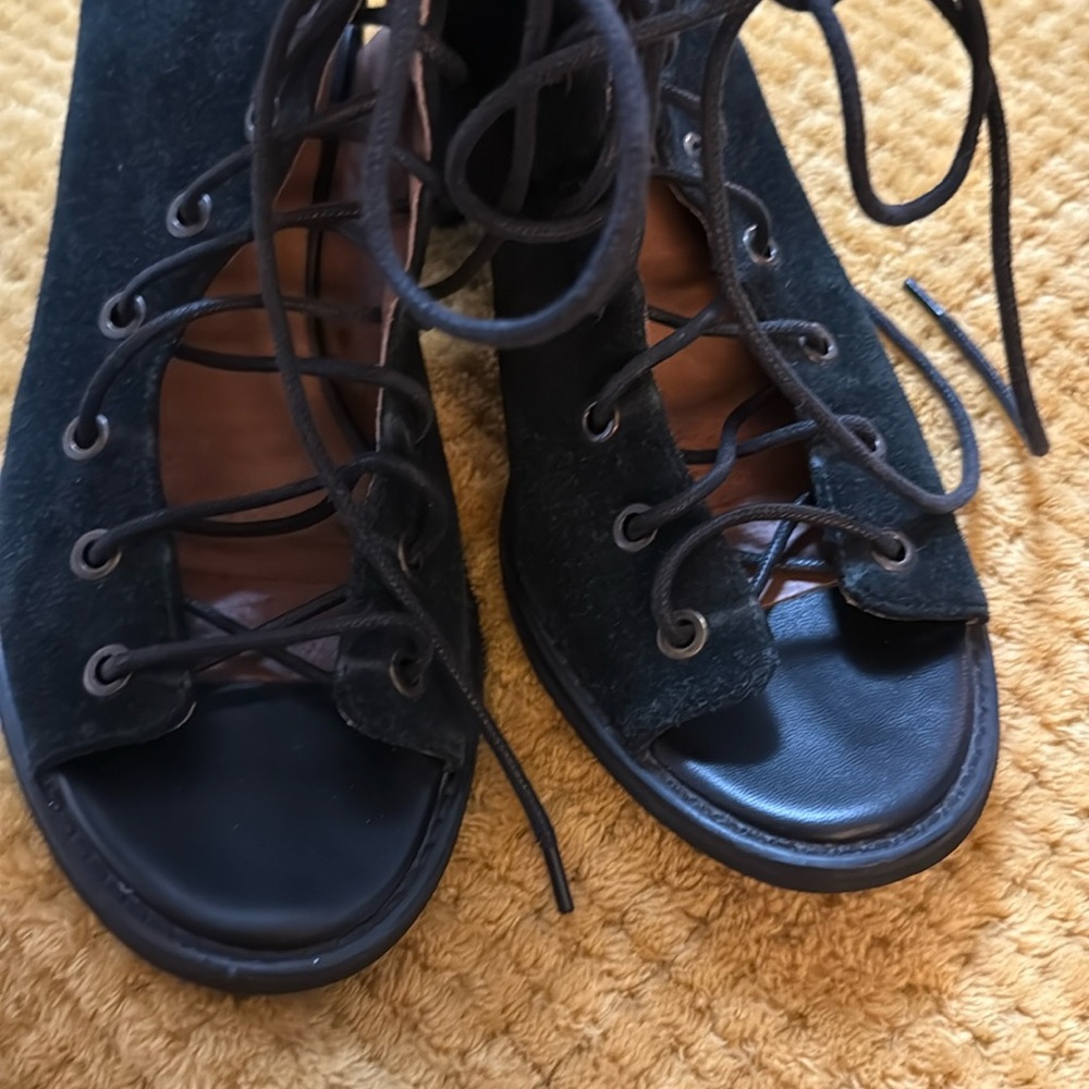 Jeffrey Campbell Black Open-Toe Lace-Up Ankle Boots - Picture 8 of 8